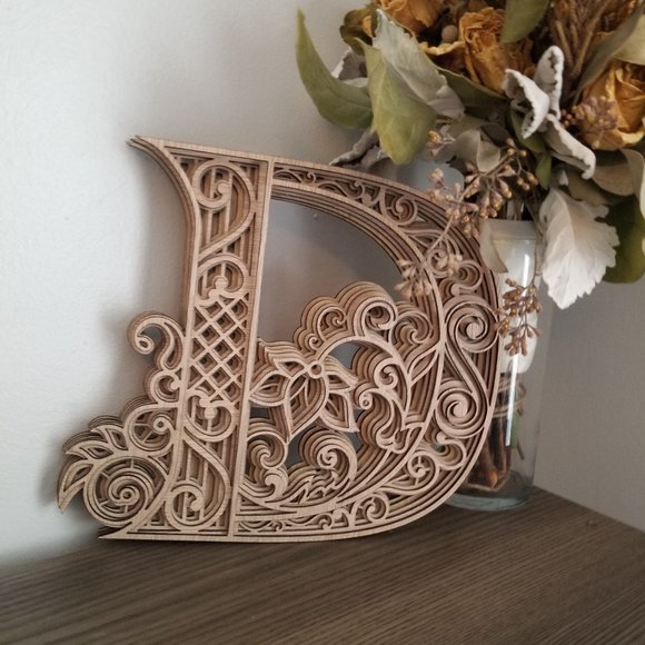 Letter A B C D E F G H I-Wood Multi-layer Monogram - Picture 4 of 16